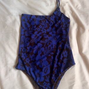 Acacia Swimwear One-Shoulder Blue Floral Swimsuit
